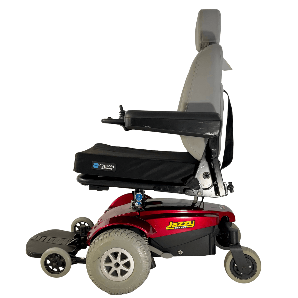 Pride Mobility Jazzy Select Power Chair | 18 x 20 Seat | Seat Pan Style Seat W/ Cushion | Red Shroud - Mobility Equipment for Less