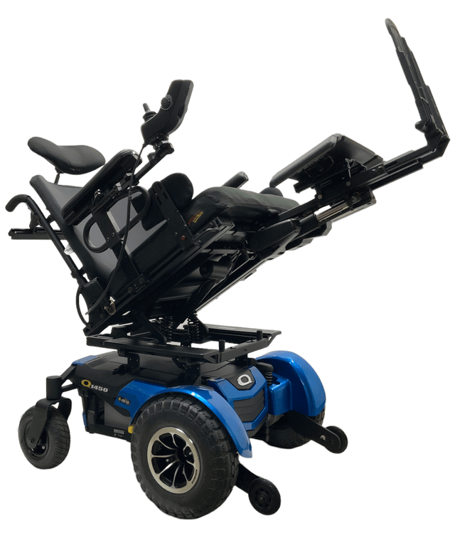 pride mobility quantum 1450 heavy duty blue power wheelchair functions