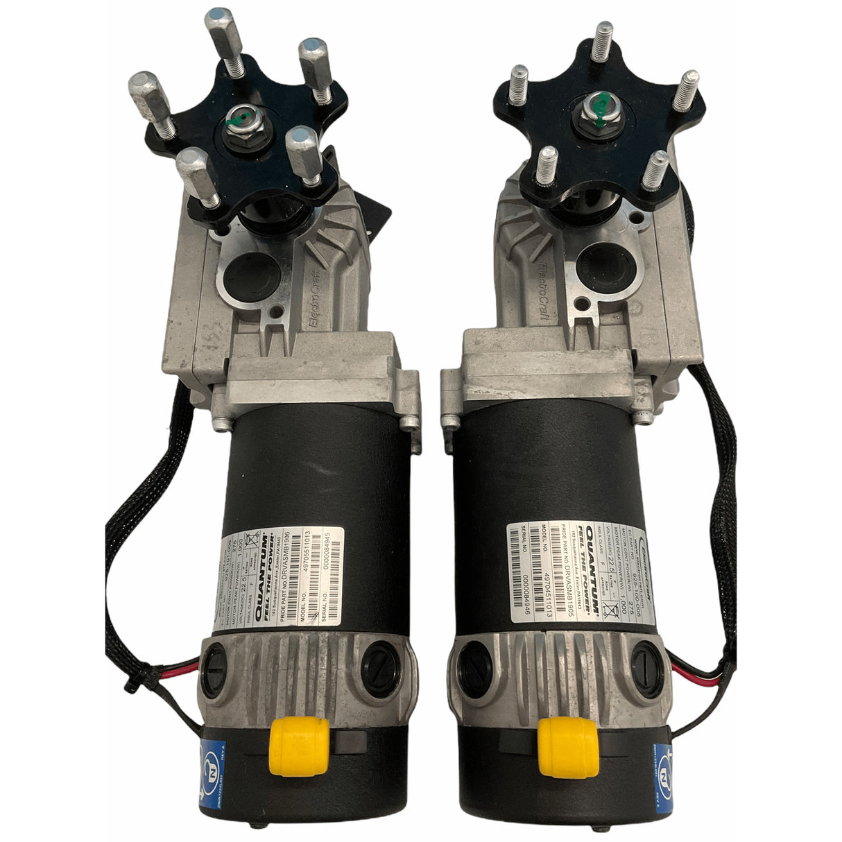 motors for a Quantum 6000z power chair viewed from the top at an angle