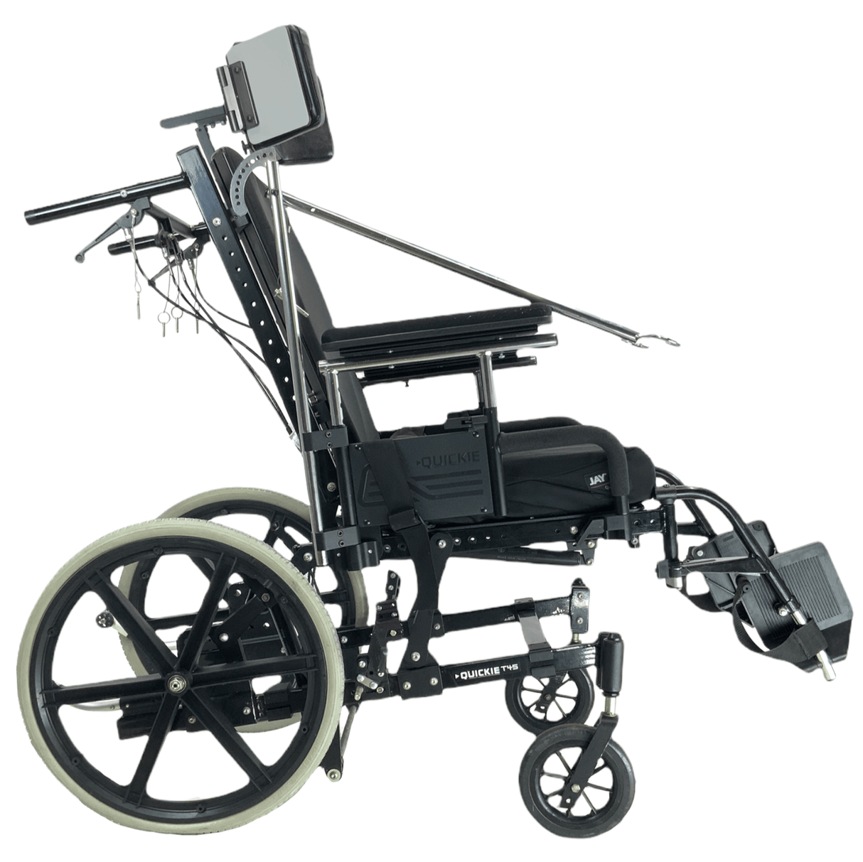 Quickie T45 Tilt-In-Space Manual Wheelchair | 17" x 18" Seat | IV Pole, Push Handles | 53% Savings!-Mobility Equipment for Less