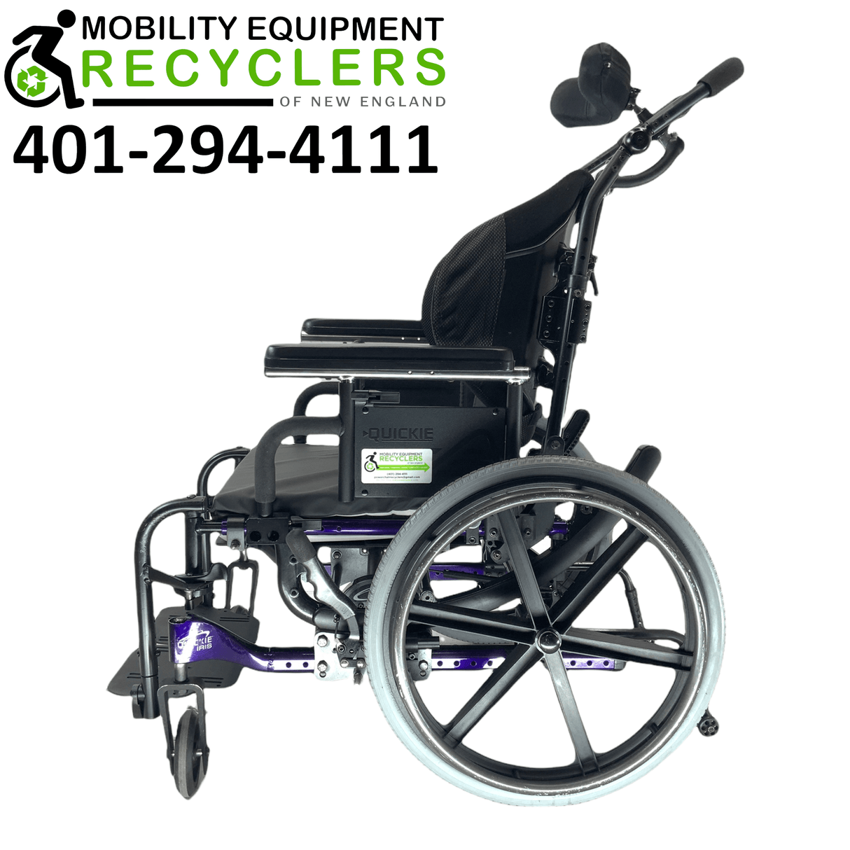 Sunrise Medical Quickie Iris Tilt-In-Space Manual Wheelchair | Height Adjustable Armrest, Swing-Away Leg Rests, Adjustable Headrest, Height Adjustable Push Handles-Mobility Equipment for Less