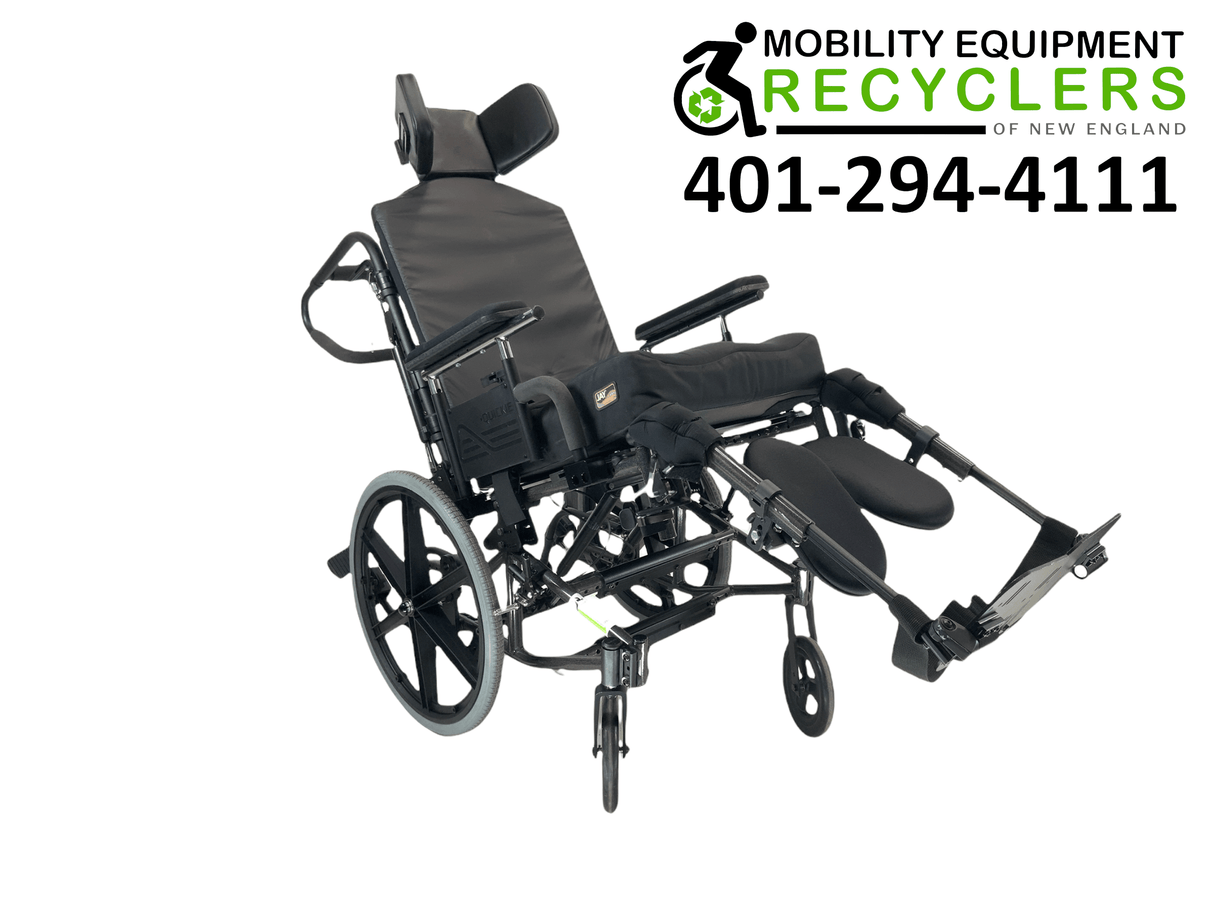 Sunrise Medical Quickie TS Tilt-In-Space Manual Wheelchair | Height Adjustable Armrest, Adjustable Headrest, Height Adjustable Push Handles-Mobility Equipment for Less