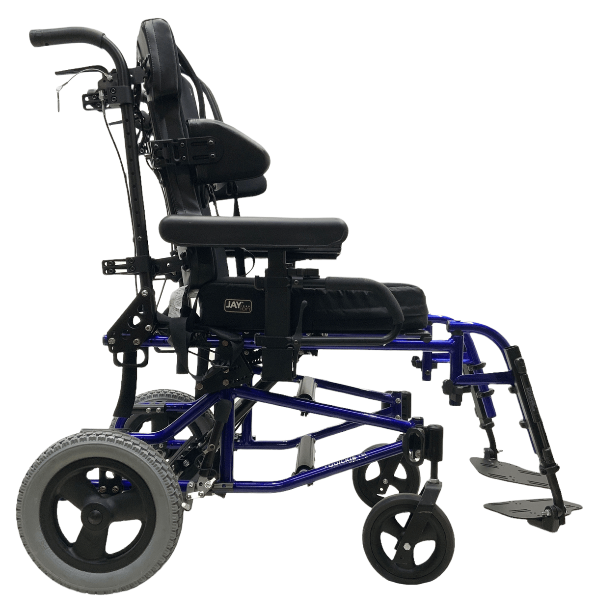 sunrise medical quickie ts tilt-in-space blue manual wheelchair right view