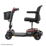 Left Profile View of Red Pride Mobility Go Go Endurance AL+ Portable Mobility Scooter