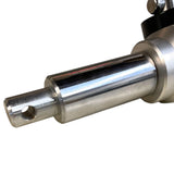 A close-up of a polished metallic cylindrical shaft or spindle component with a hole near the end, shown against a plain white background.
