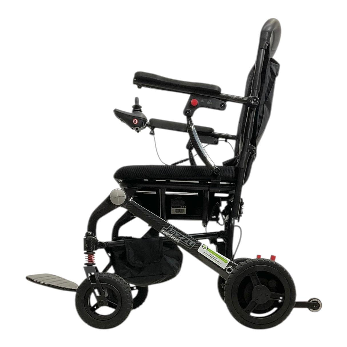 Left Side View of Pride Mobility Jazzy Carbon Folding Power Chair