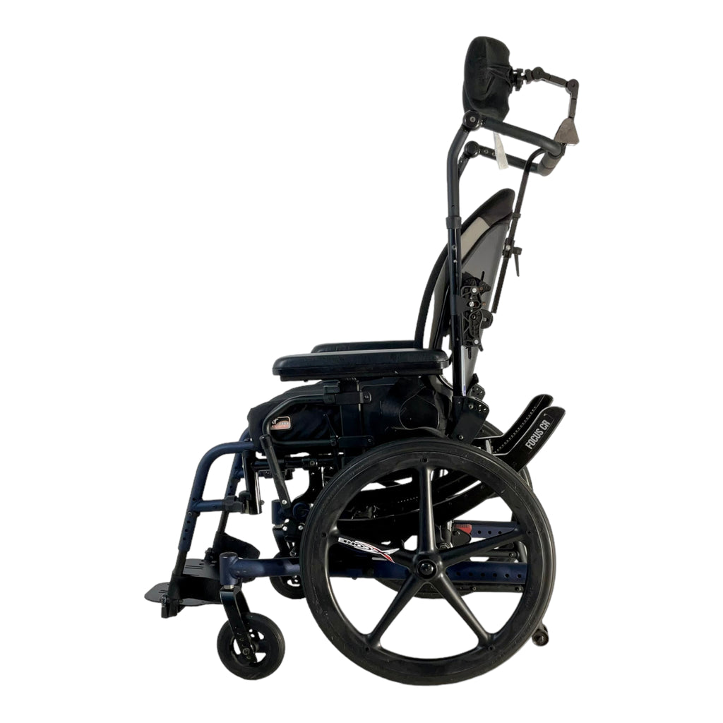 Left side view of Ki Mobility Focus CR Tilt-In-Space Manual Wheelchair
