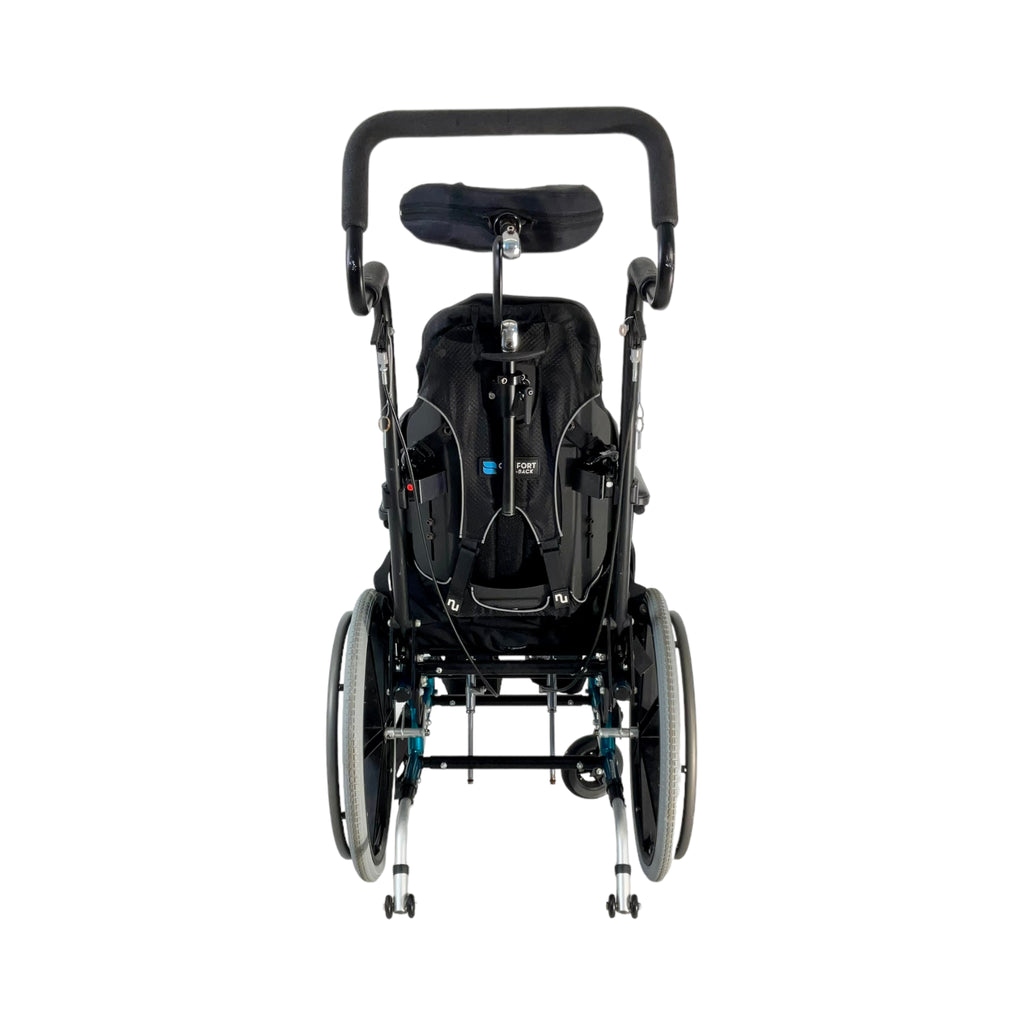 Back view of Sunrise Medical Quickie Zippie tilt-in-space manual wheelchair