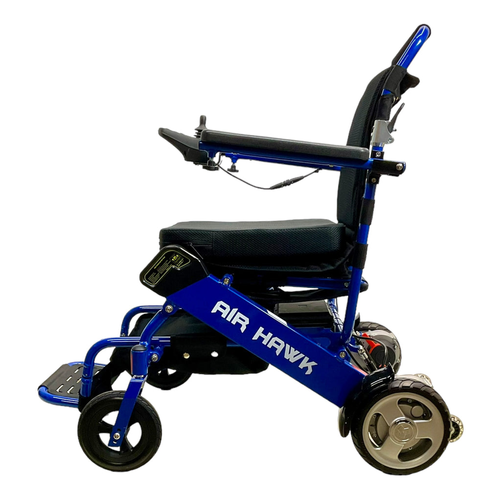 Left profile view of Air Hawk Folding Power Wheelchair