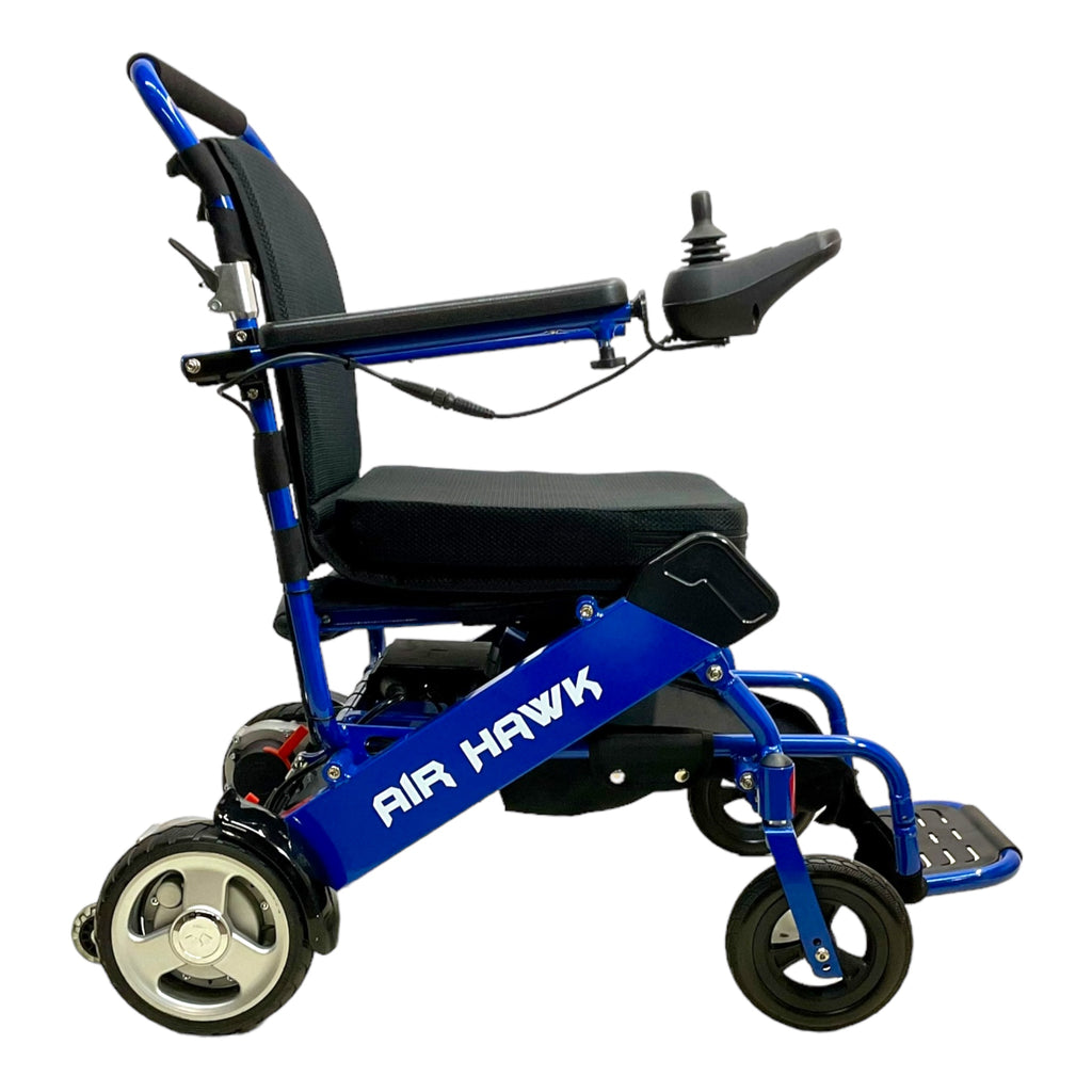 Right profile view of Air Hawk Folding Power Wheelchair