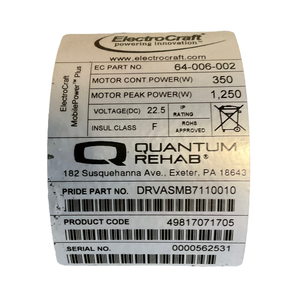 Electrocraft Motors for Pride Mobility Quantum Q6 Edge HD, Jazzy 1450, Quantum 1450 Power Wheelchairs | DRVASMB7110009 | DRVASMB7110010