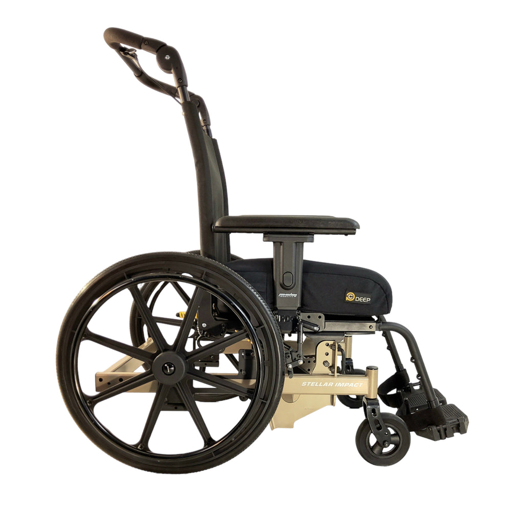 Right side view of PDG Mobility Stellar Impact Tilt in Space Manual Wheelchair