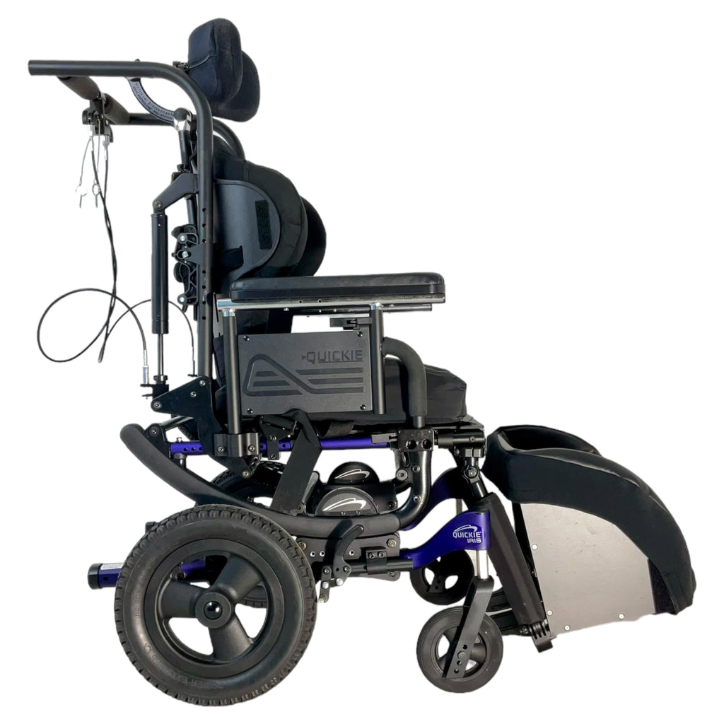 Right profile view of Quickie Iris SE tilt-in-space wheelchair