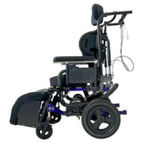 Left profile view of Quickie Iris SE tilt-in-space wheelchair