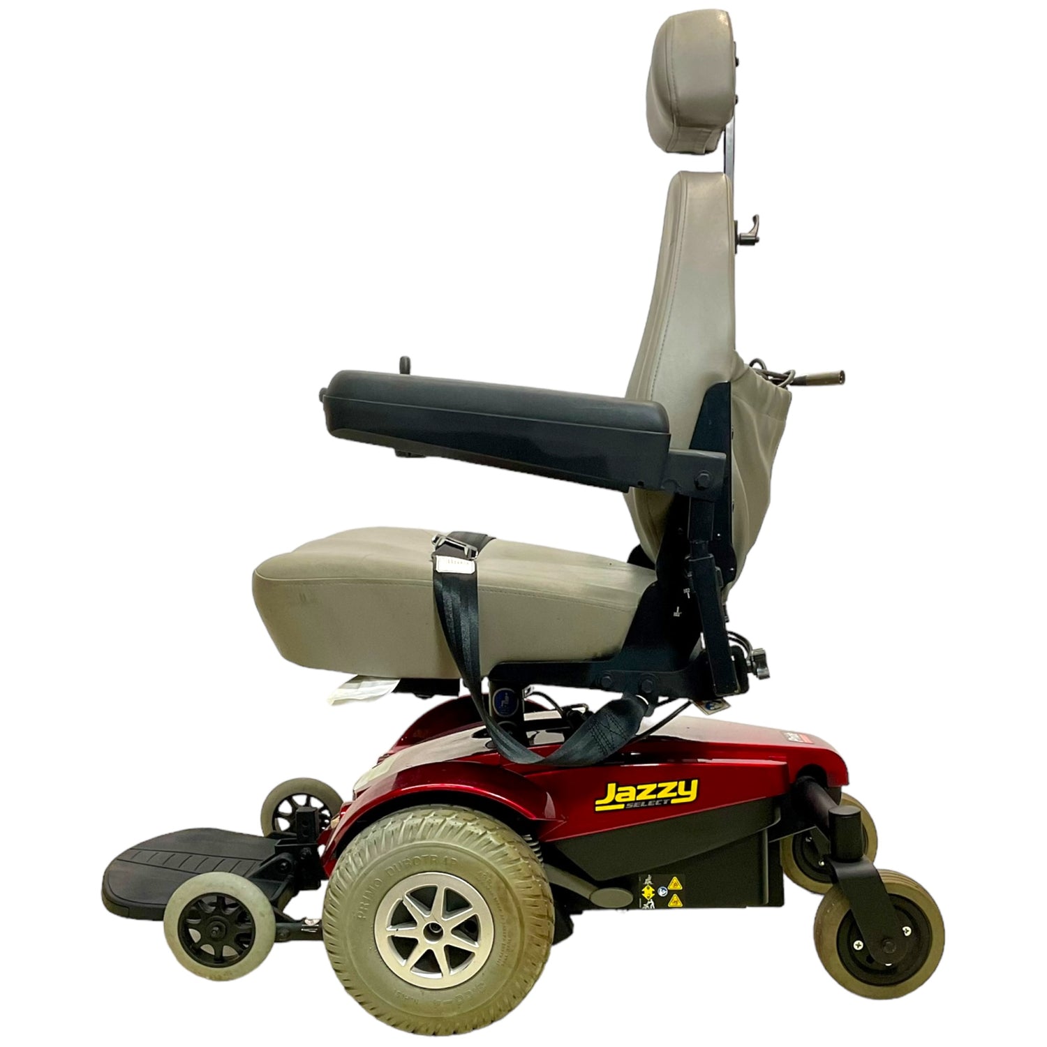 Left profile view of Pride Jazzy Select power chair