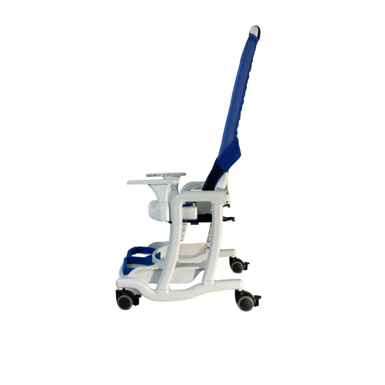 Left side view of Rifton Blue Wave Large Commode Chair