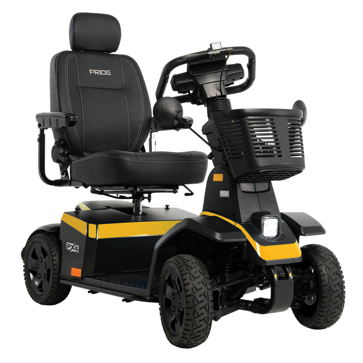 Right side view of yellow Pride PX4 scooter