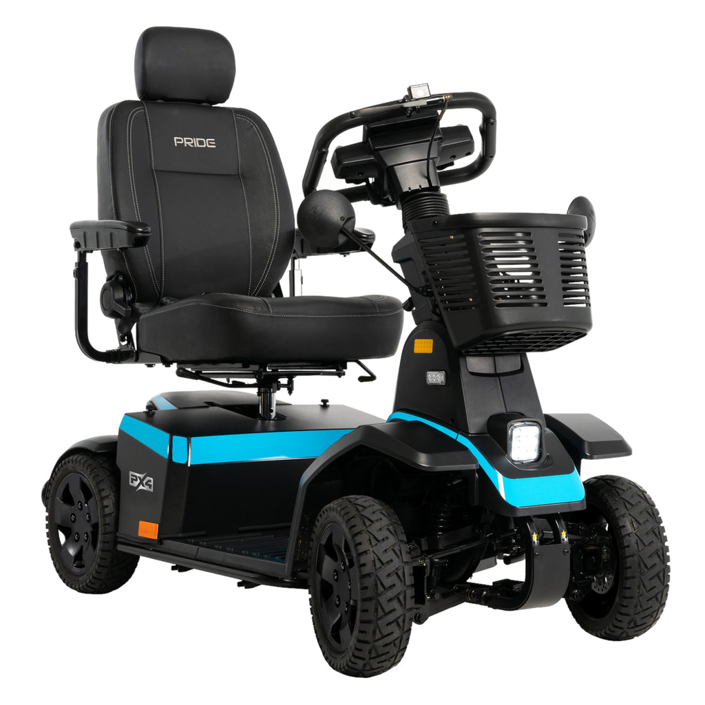 Right side view of blue Pride PX4 scooter