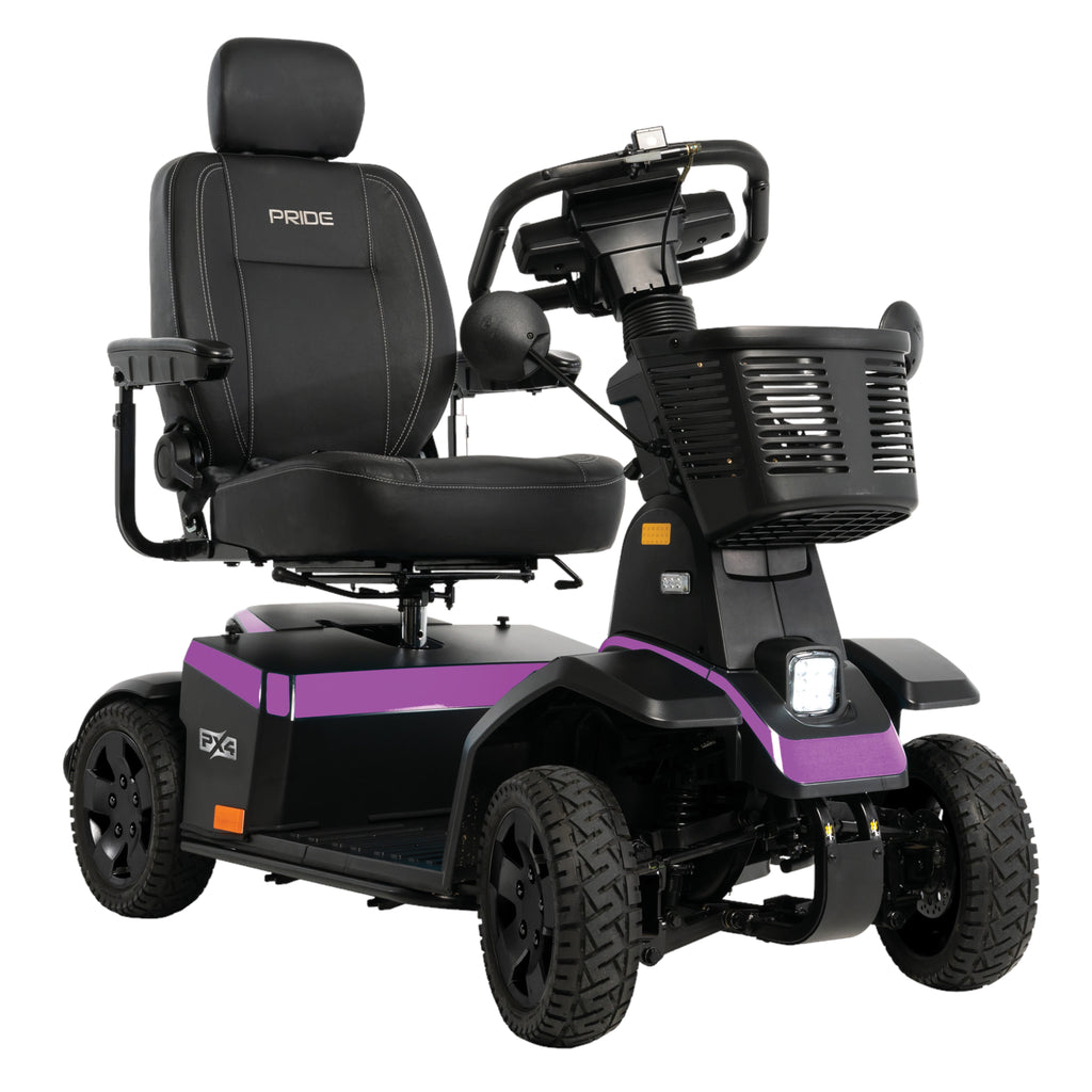 Right side view of purple Pride PX4 scooter