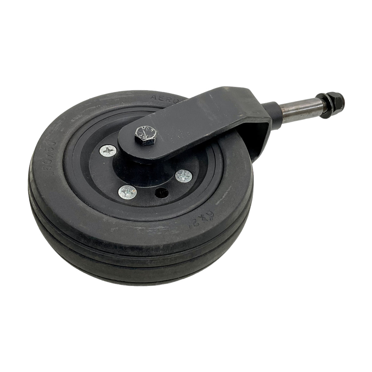 Flat-Free Rear Caster Wheel Assembly for Sunrise Medical Quickie Pulse 5, Pulse 6, & Zippie ZM310 Power Chairs | 6 x 2 inches | Forks Included