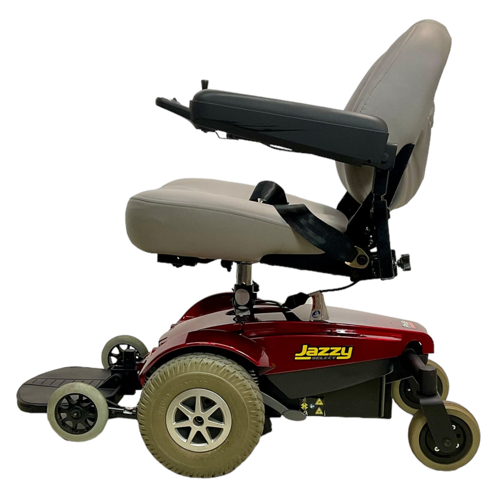 Left profile view of Pride Jazzy Select power chair