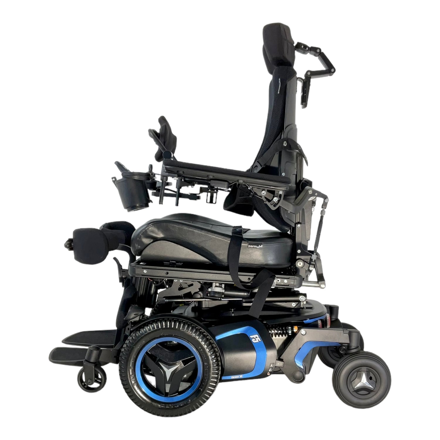 Left profile view of Permobil F5 Corpus VS power chair