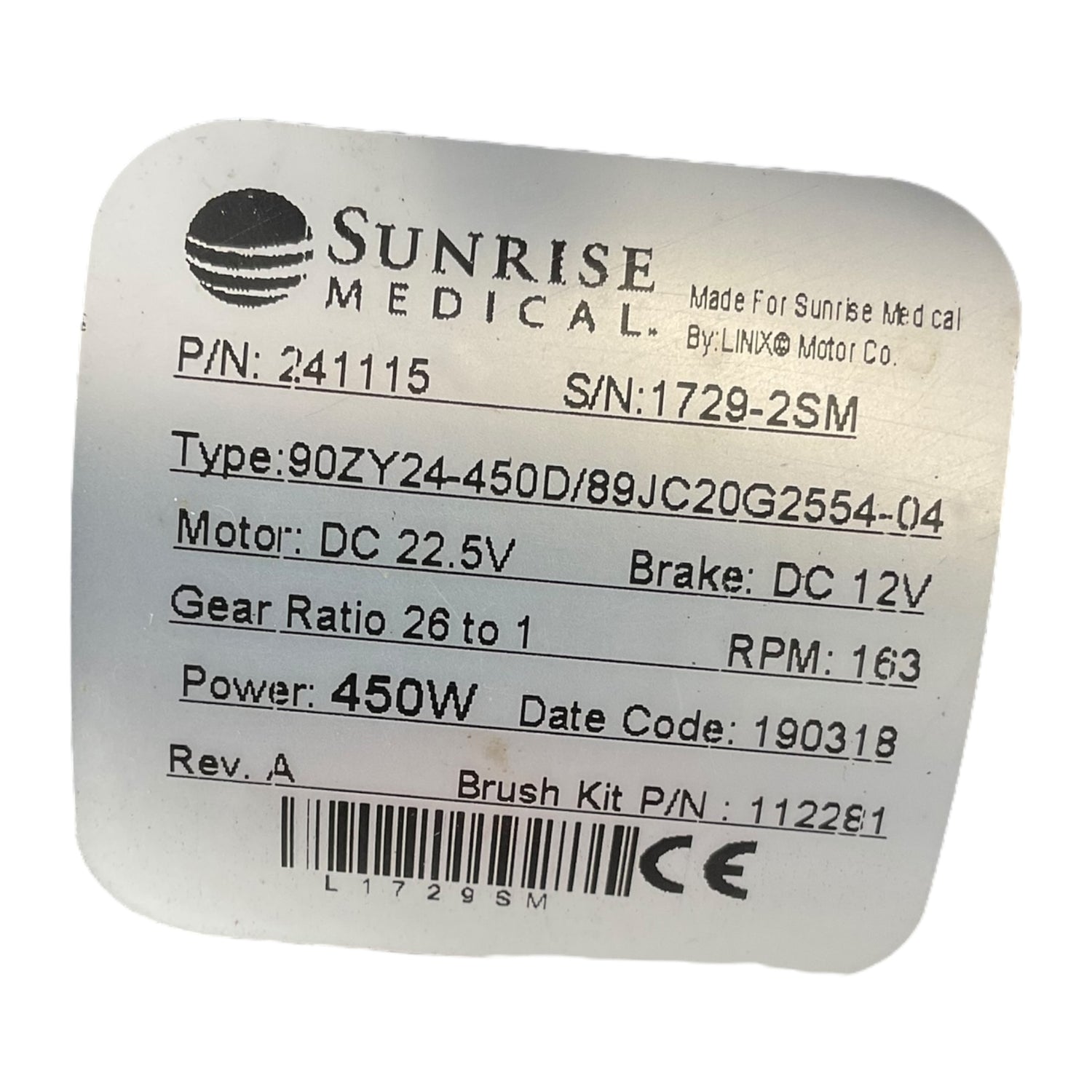 Motor & Gearbox Assembly for Quickie Q700 M, Q700-Up M, Q500 M & Q400 M | 241114 | 241115