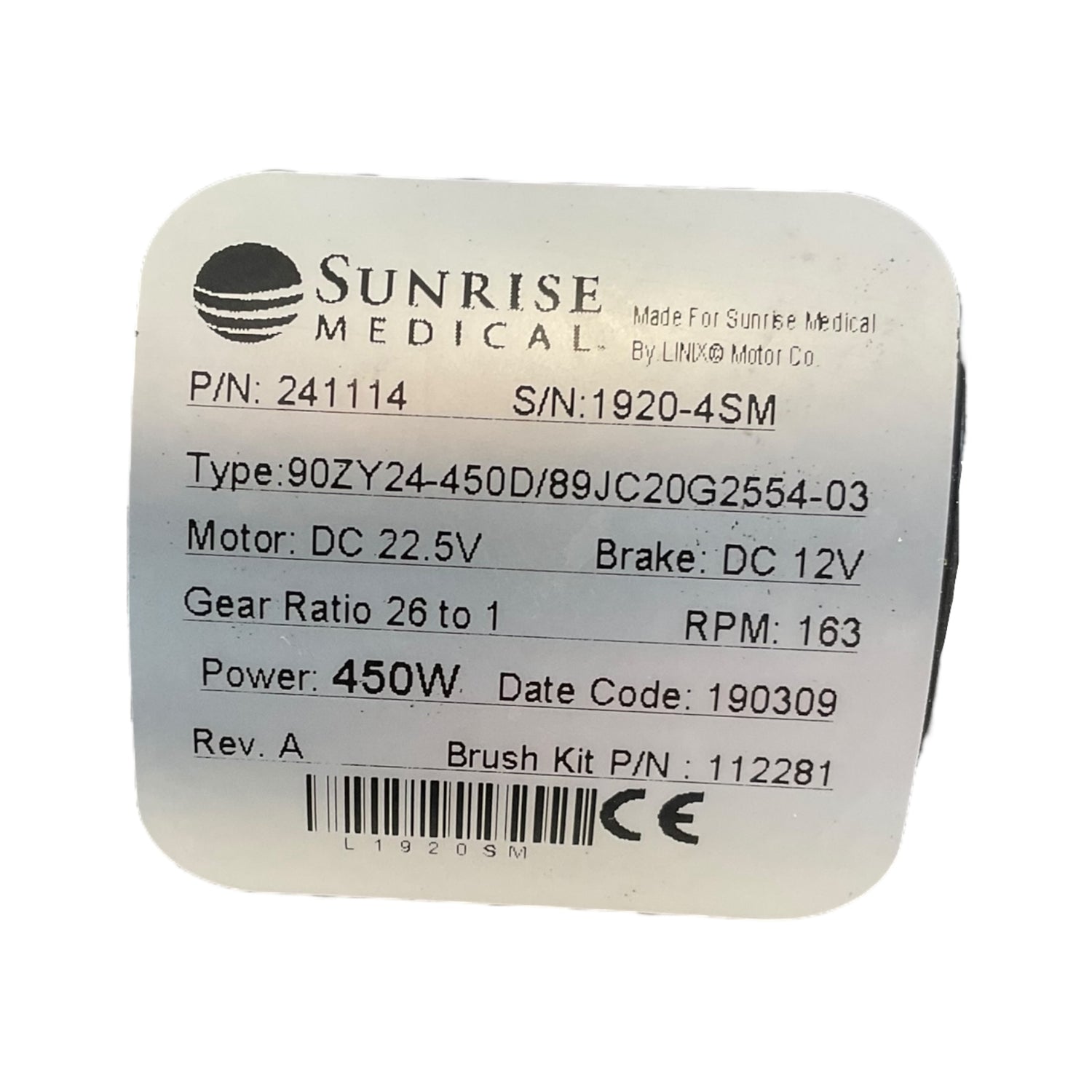 Motor & Gearbox Assembly for Quickie Q700 M, Q700-Up M, Q500 M & Q400 M | 241114 | 241115