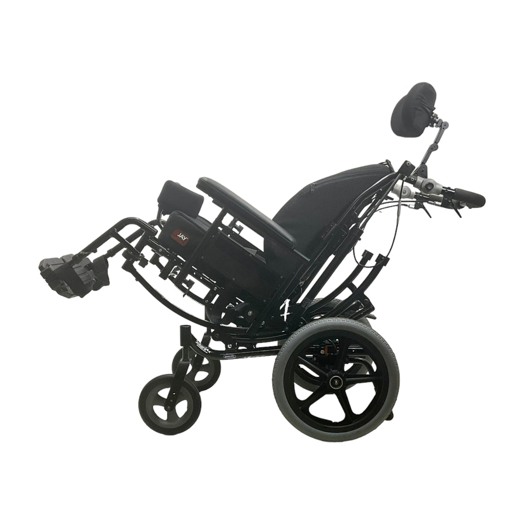 Left side view of tilted Invacare Solara 3G Tilt-in-Space Manual Wheelchair