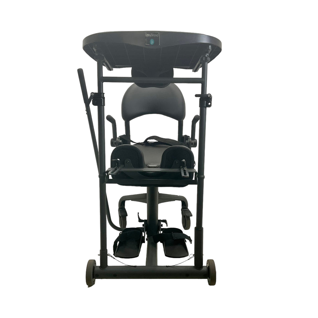 Front view of EasyStand Evolv Medium sit to stand in seating position