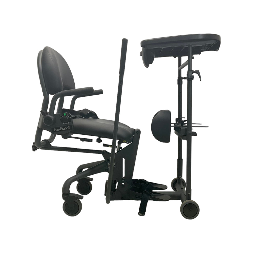 Right side view of EasyStand Evolv Medium sit to stand in seating position