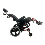 Side view of Sunrise Medical Quickie Iris Tilt-in-Space Manual Wheelchair in tilted position