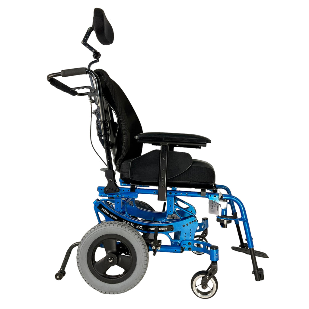 Right side view of Tilt-in-Space Freedom Designs P.R.O. CG Manual Wheelchair