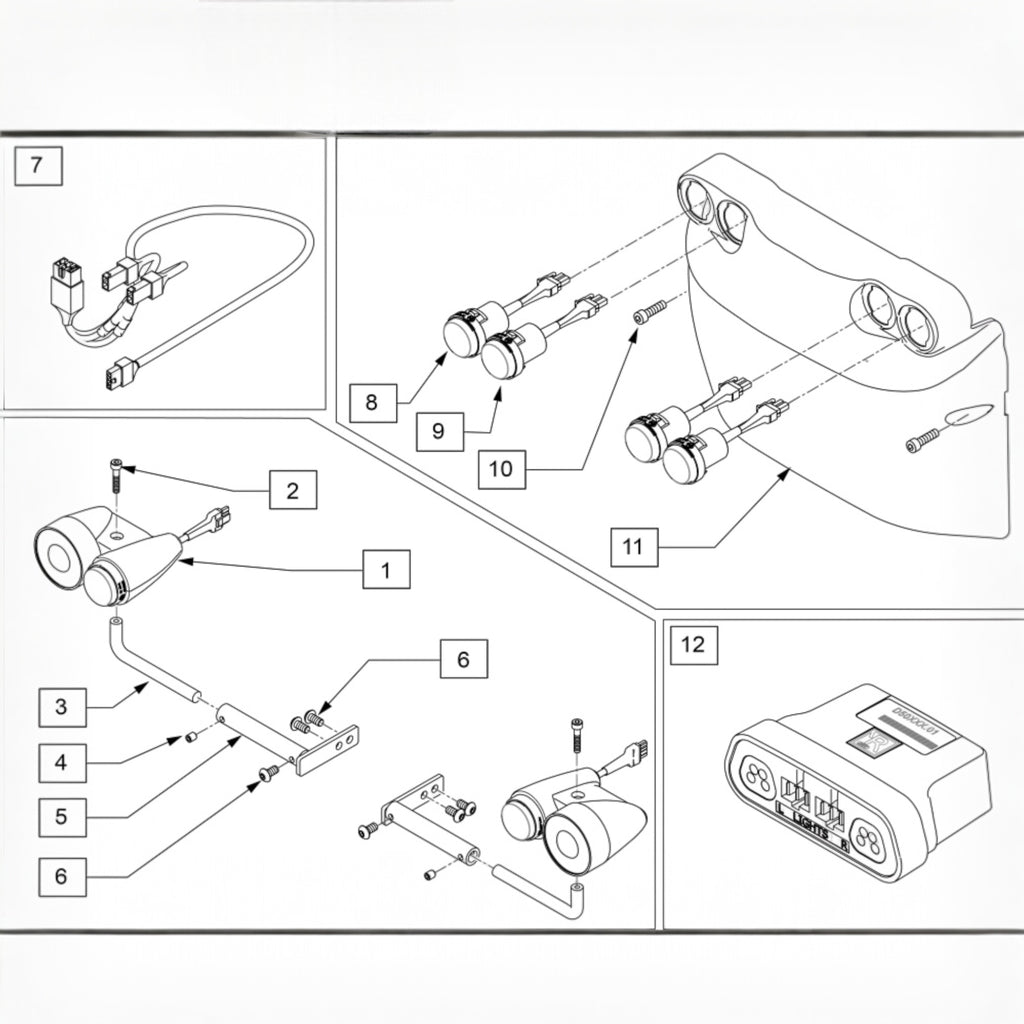 Lighting Kit Assembly for Quickie QM-710, QM-715, & QM-720 Power Chairs | 160912