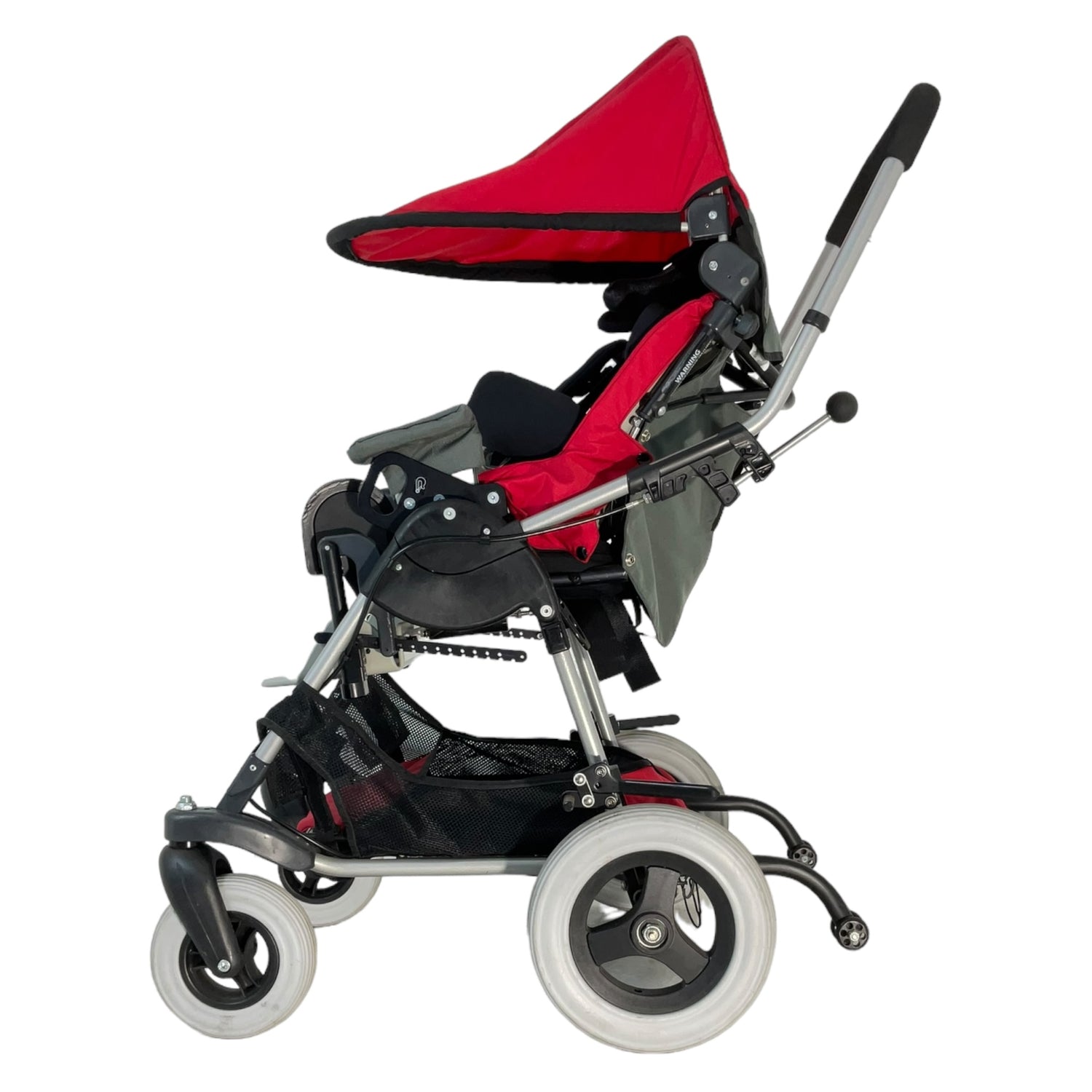 Left profile view of Quickie Zippie KID-KART Xpress stroller