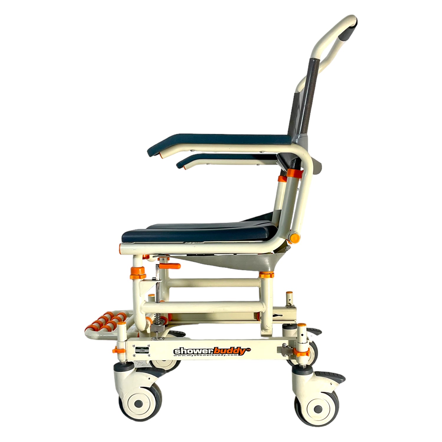 Left profile view of ShowerBuddy SB1 shower chair