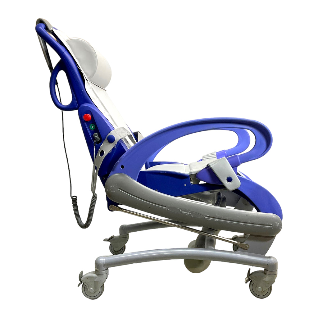 Right profile view of ArjoHuntleigh Carendo Hygiene Chair