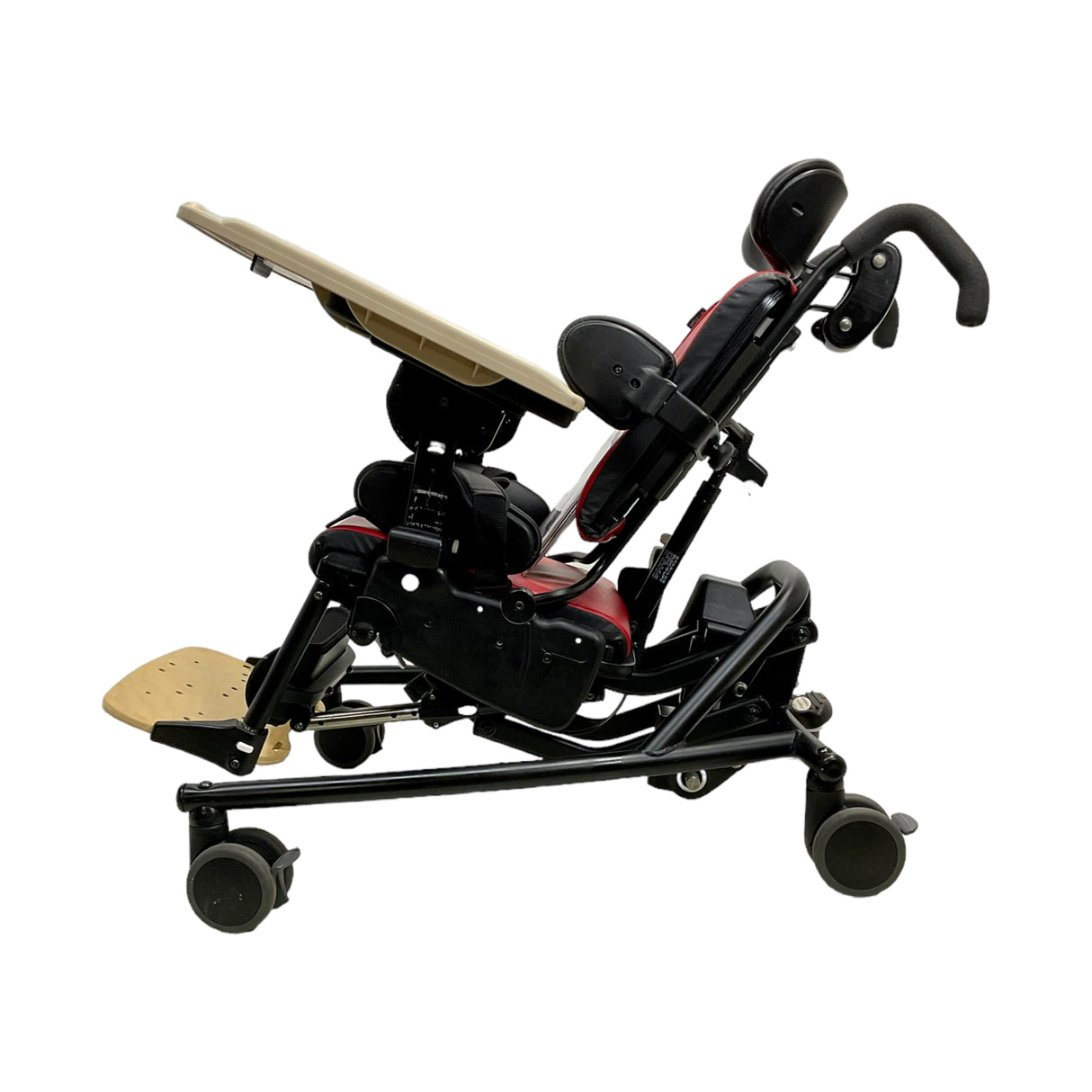 Left profile view of tilted Rifton 850 Hi-Low Activity Chair