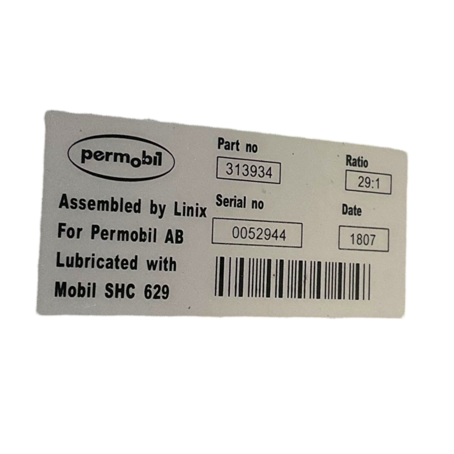 Left motor - gearbox number