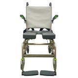 Front view of Raz Designs RAZ-AT Attendant Tilt Roll-In Shower Chair