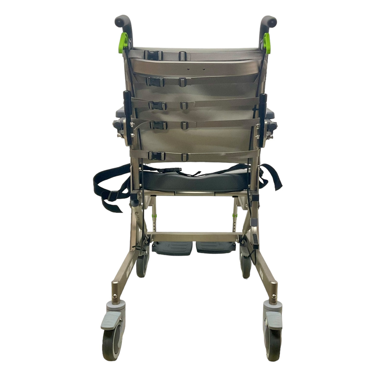 Back view of Raz Designs RAZ-AT Attendant Tilt Roll-In Shower Chair