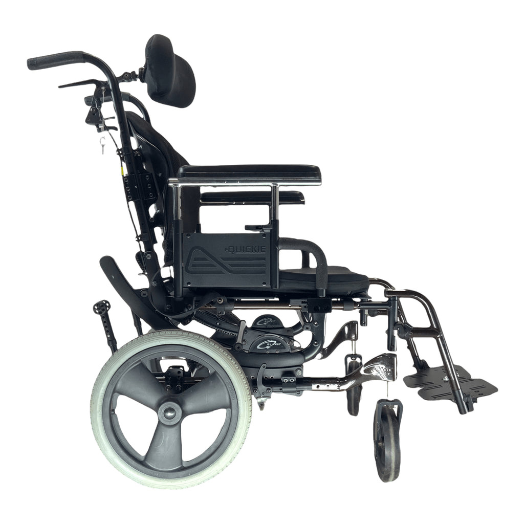 Right side view of Quickie Iris Tilt-in-Space wheelchair 
