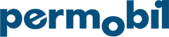 the permobil logo -- a word permobil in blue lowercase letters with the O dropped lower and the dot of the I misaligned with the rest of the letter