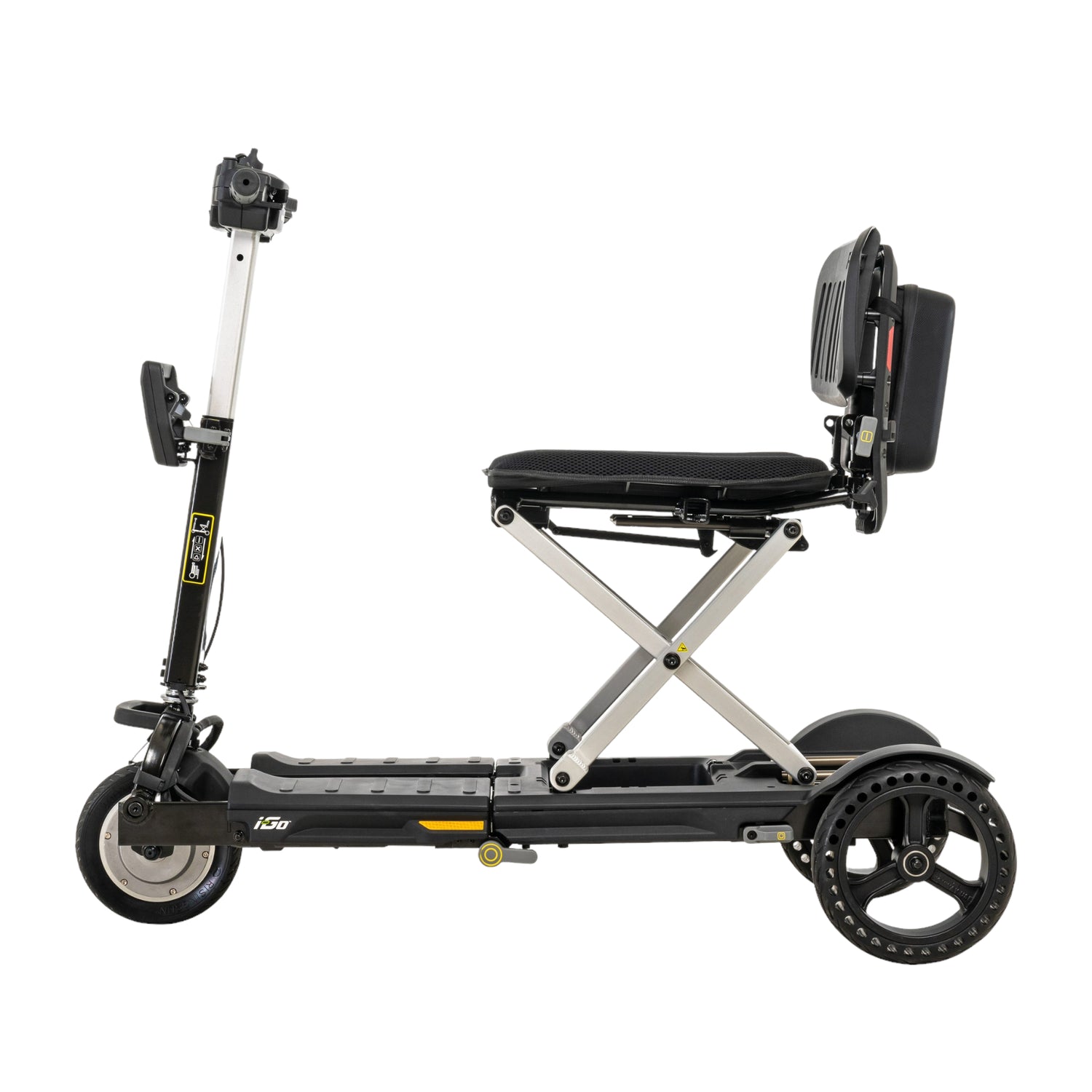 Left side profile of black i-Go scooter