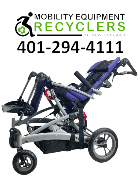 convaid rodeo gray pediatric stroller tilted