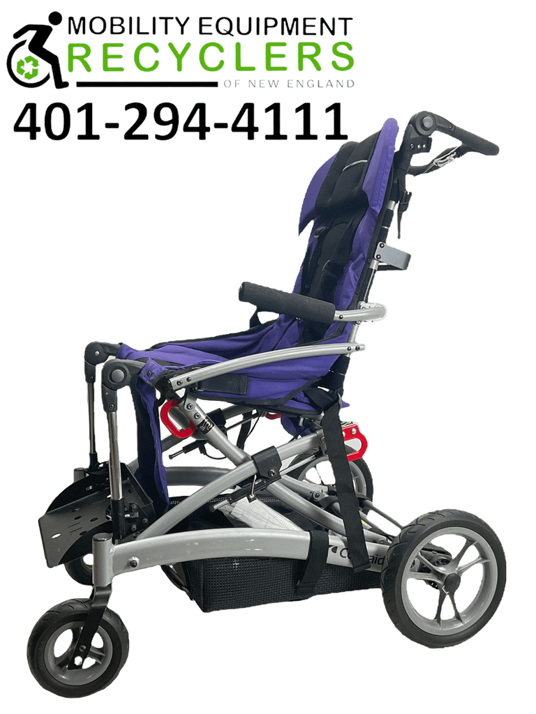 convaid rodeo gray pediatric stroller left side