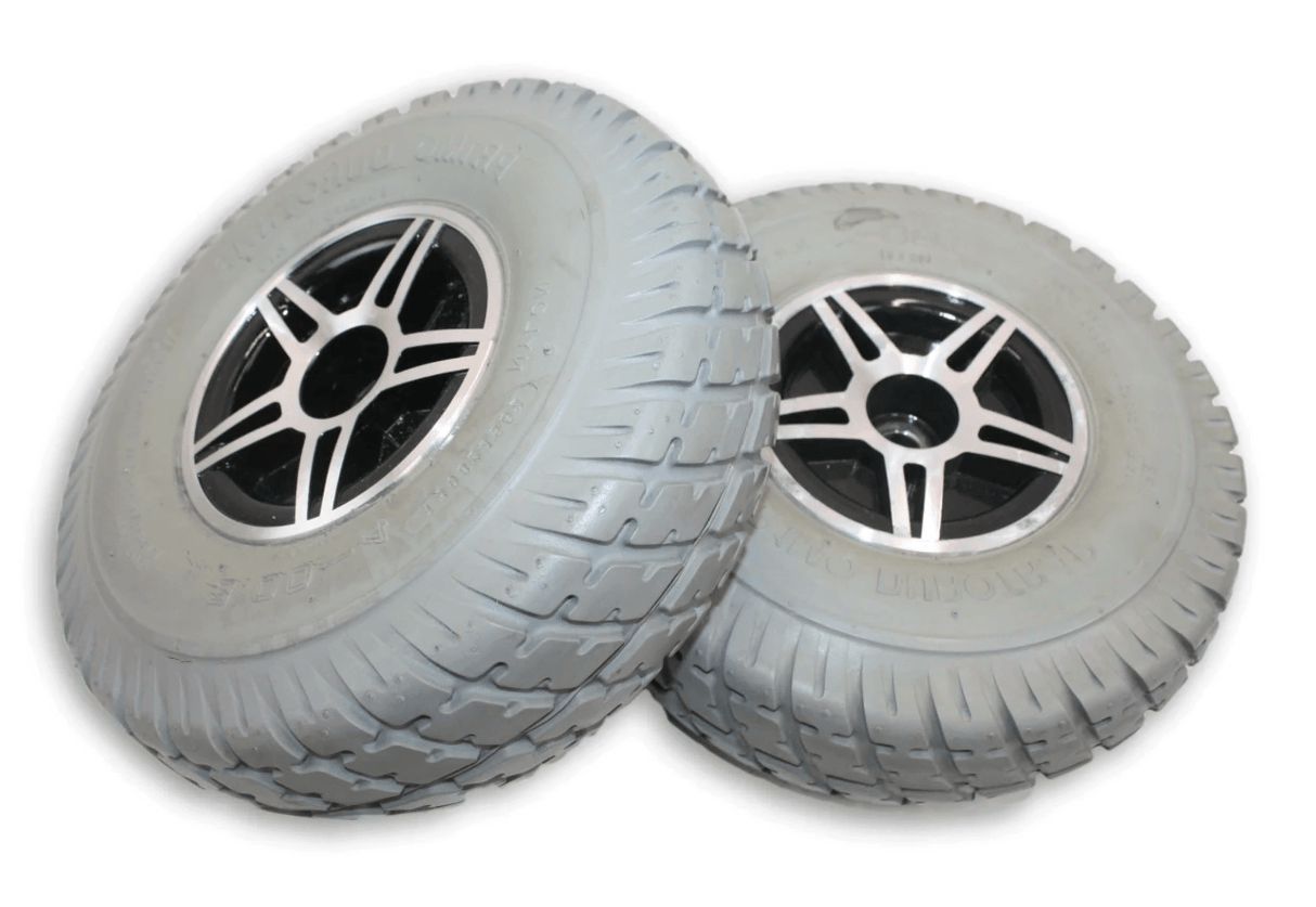 Flat Free Drive Wheels & Tire for Jet 3 Electric Wheelchair | (10" x 3" , 260 x 85) PRIMO Durotrap Replacement Wheel Assembly | WHLASMB1410-Mobility Equipment for Less