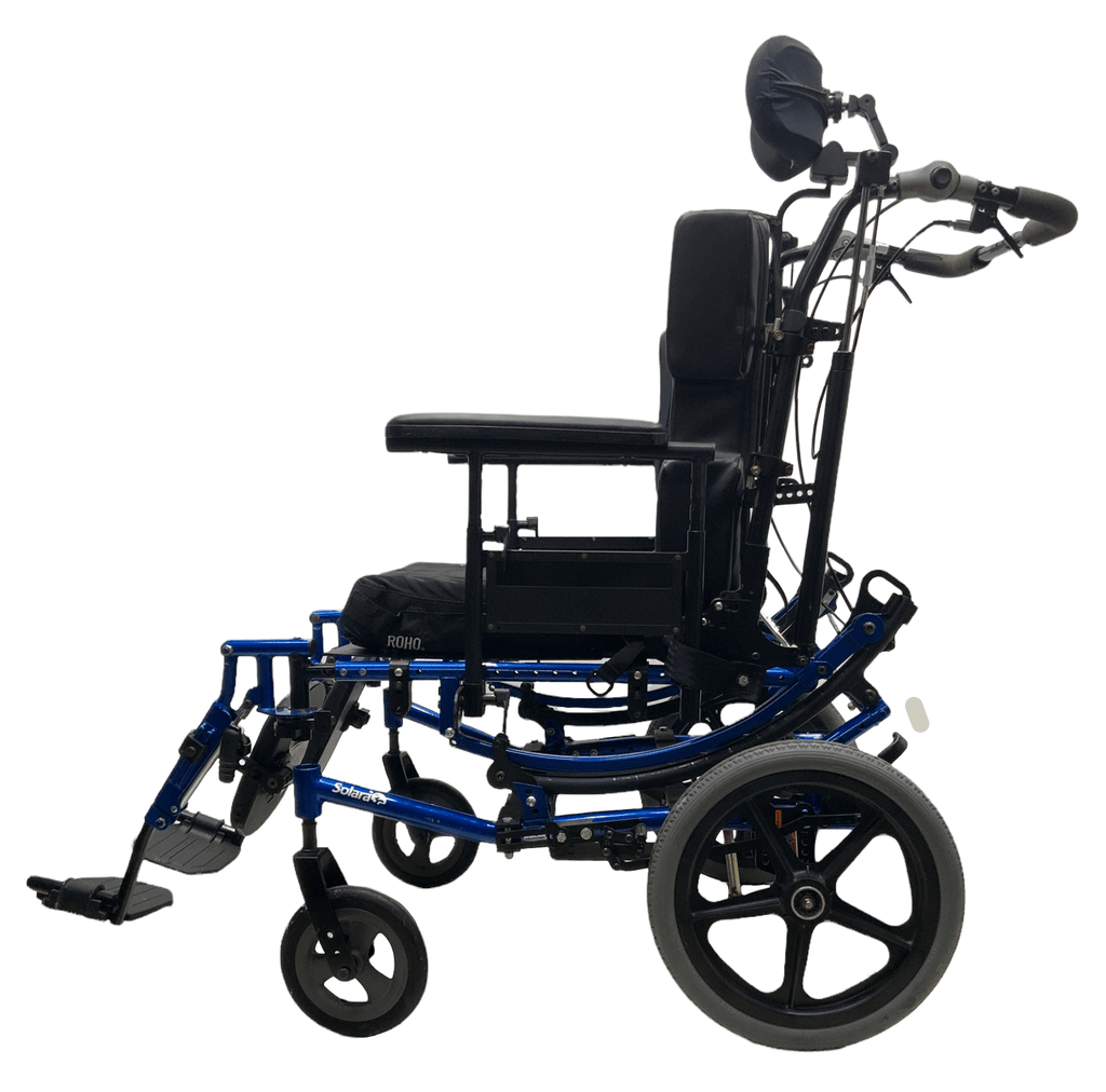 invacare solara 3g blue tilt-in-space manual wheelchair left side