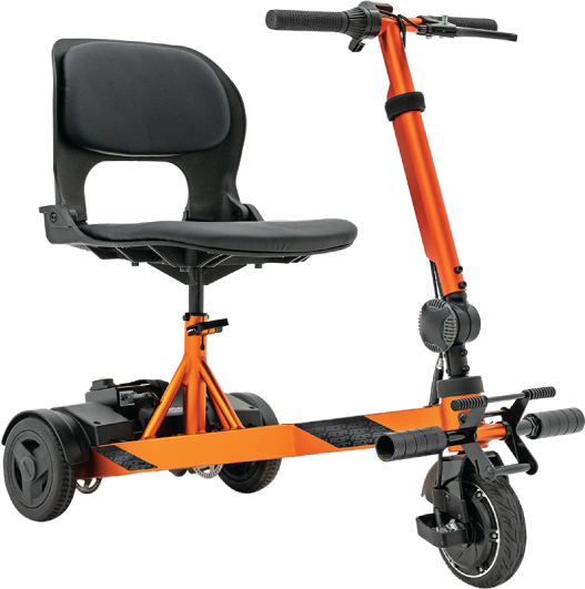 Right side profile of orange iRide 2 scooter