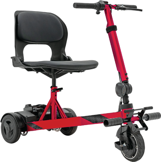 Right side profile of red iRide 2 scooter